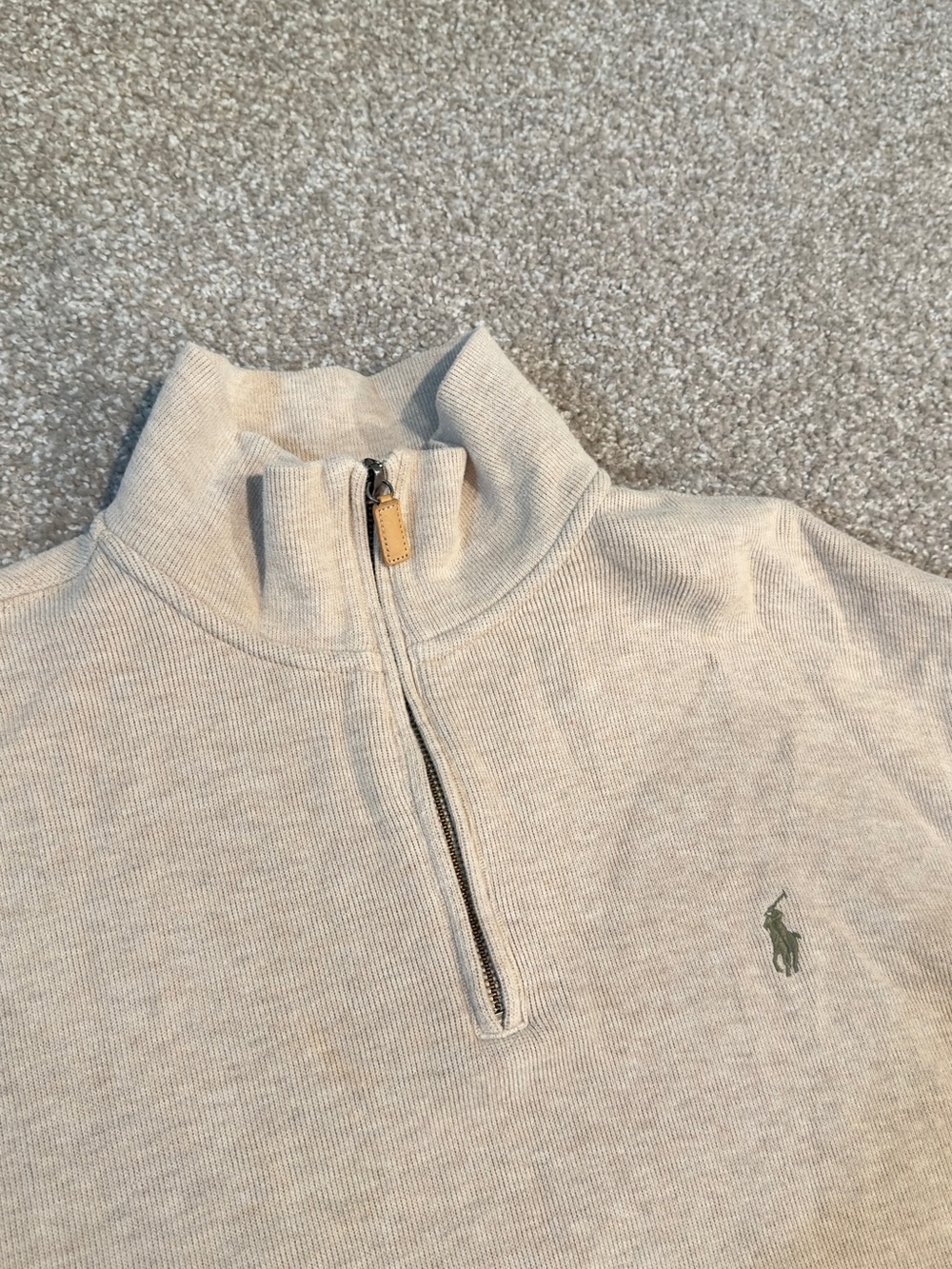 Polo by Ralph Lauren Men's Light Beige Half-Zip Sweater - Picture 4 of 5